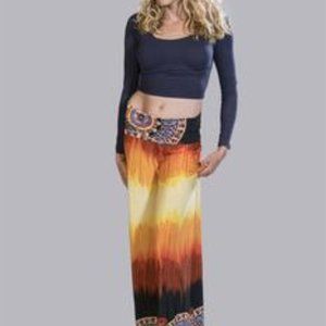 Women's High Waist Full Length Flaming Palazzo Mul